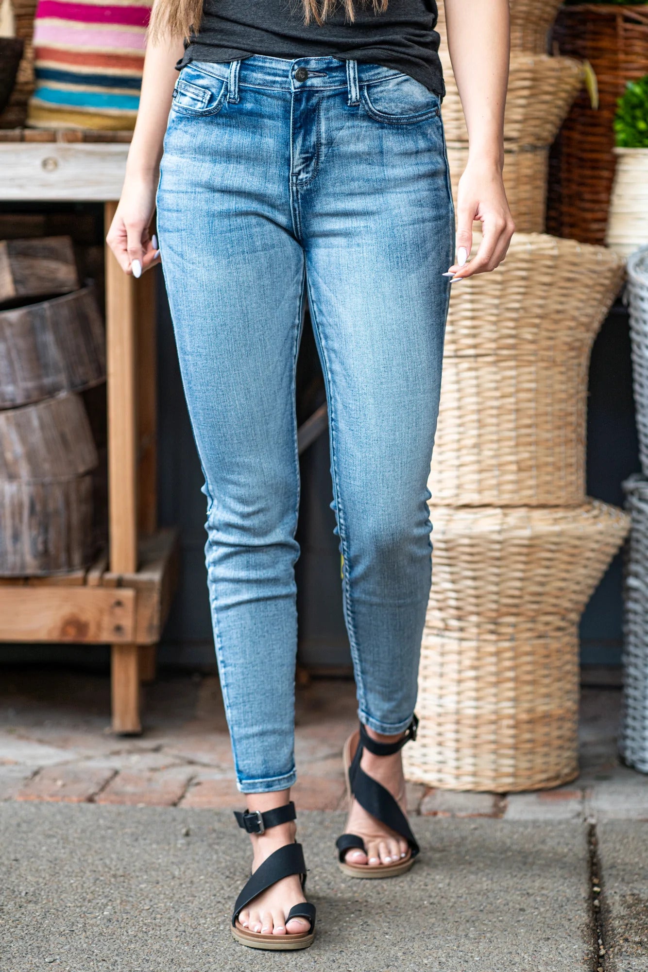 Jean skinny taille haute ultra extensible
