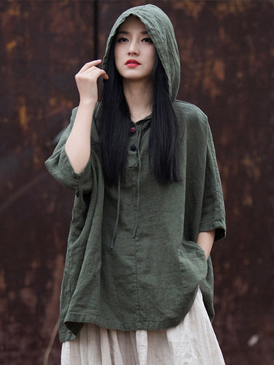 Oversized Cotton And Linen Hoodie