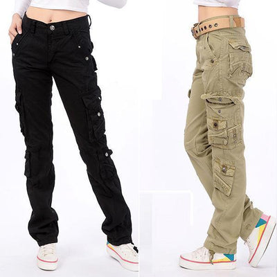 Pantalones holgados con múltiples bolsillos Pantalones cargo multifuncionales
