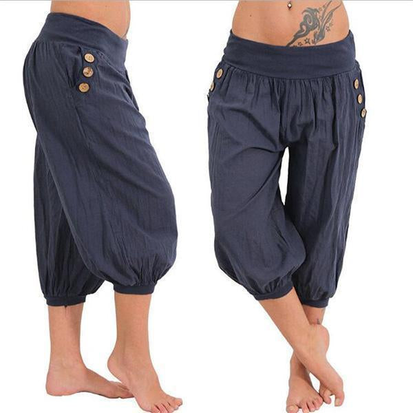 Pantalones harén con cintura elástica suelta Aladdin hasta la rodilla