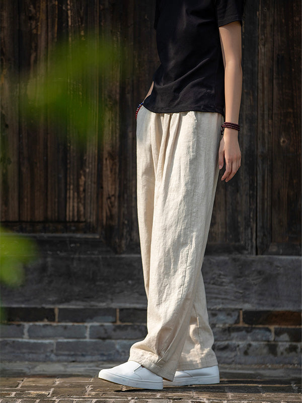 Pantalon ample décontracté en lin