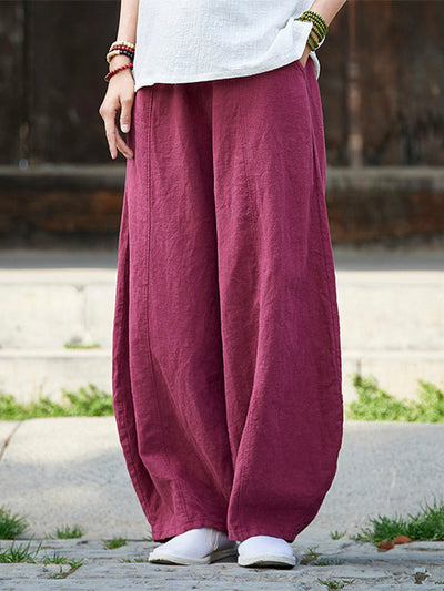 Bloomers décontractés en coton et lin 
