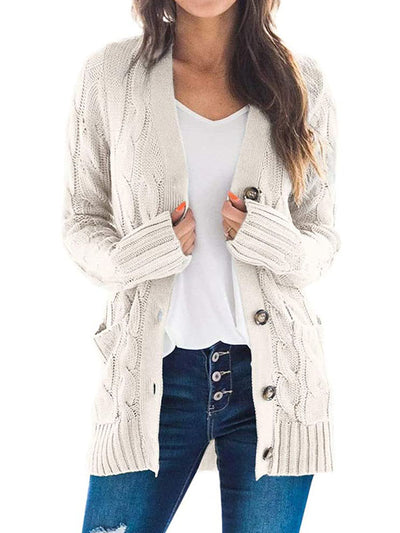 Cardigan en tricot avec poches boutonnées sur le devant
