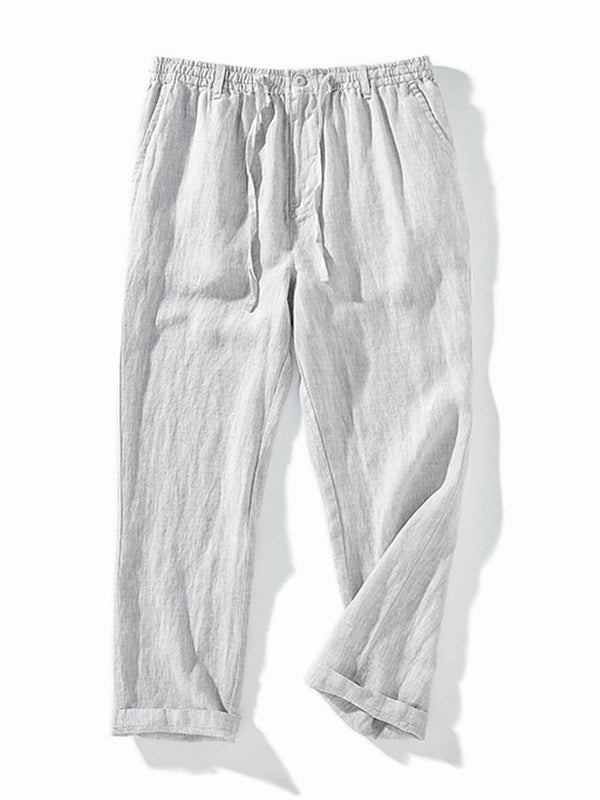 Men's 100% Linen Drawstring Pants