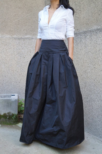 Classic Long Maxi Taffeta Skirt