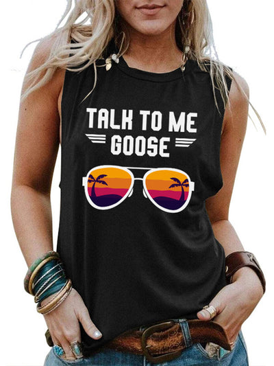 Camiseta sin mangas con eslogan TALK TO ME GOOSE