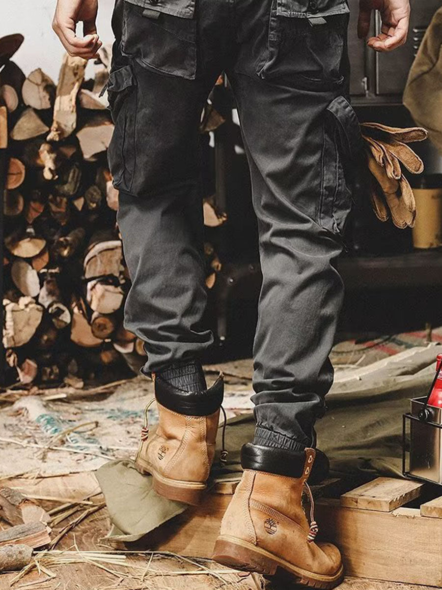 Pantalones cargo de corte holgado para hombre con cremallera y bragueta a presión