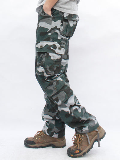 Pantalones militares de camuflaje para hombre Pantalones cargo de algodón de pierna recta
