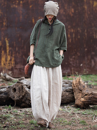 Oversized Cotton And Linen Hoodie