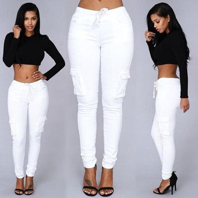 Pantalon de jogging cargo skinny en sergé de coton extensible et confortable