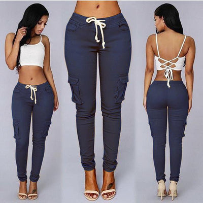 Pantalon de jogging cargo skinny en sergé de coton extensible et confortable