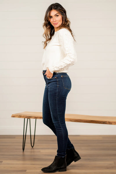 Jean skinny taille haute ultra extensible