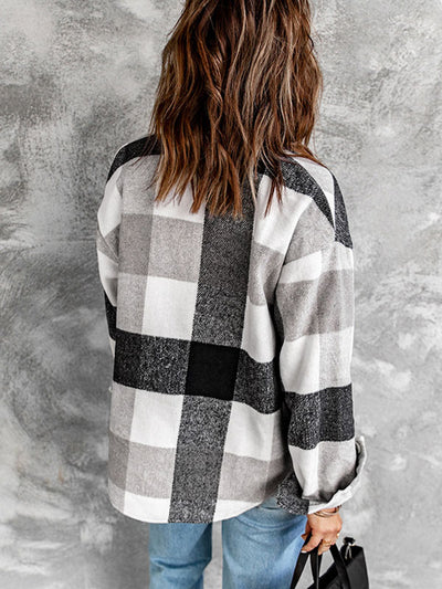 Plaid Buttoned Long Sleeve Shacket