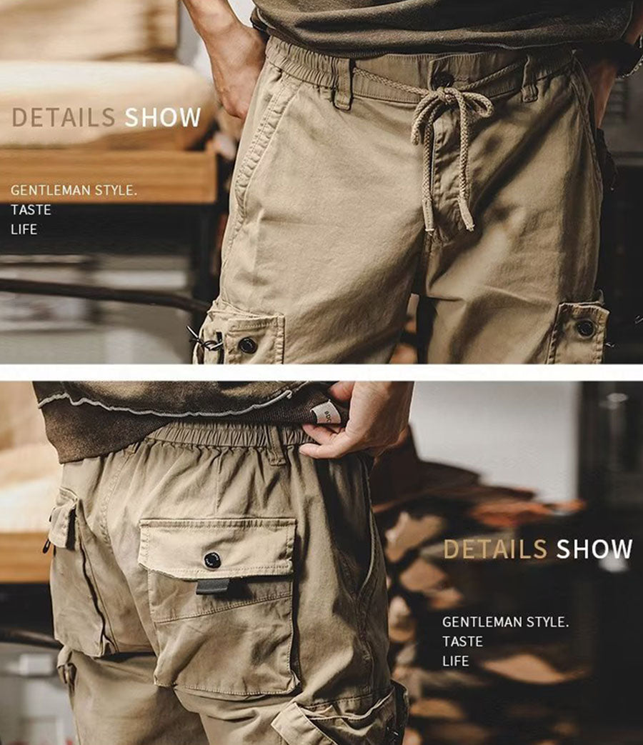 Pantalon cargo ample pour homme avec braguette zippée et bouton-pression