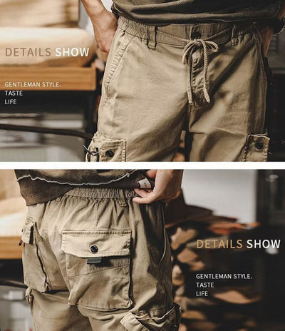 Pantalon cargo ample pour homme avec braguette zippée et bouton-pression