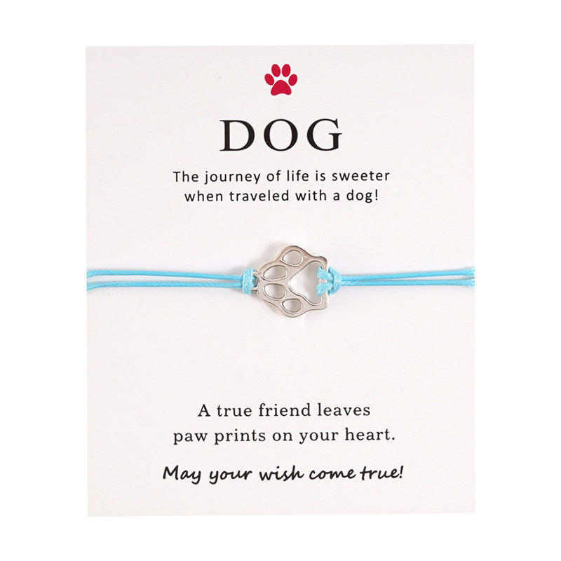 Bracelet ajustable tressé en forme de patte de chien