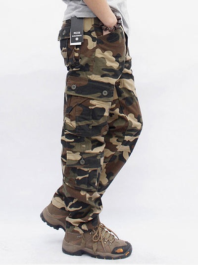 Pantalon militaire camouflage pour homme Pantalon cargo en coton à jambe droite