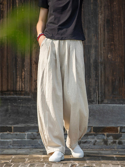 Pantalon ample décontracté en lin