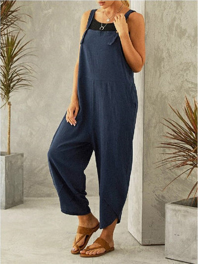 Women's Buttoned Overalls Casual Jumpsuit