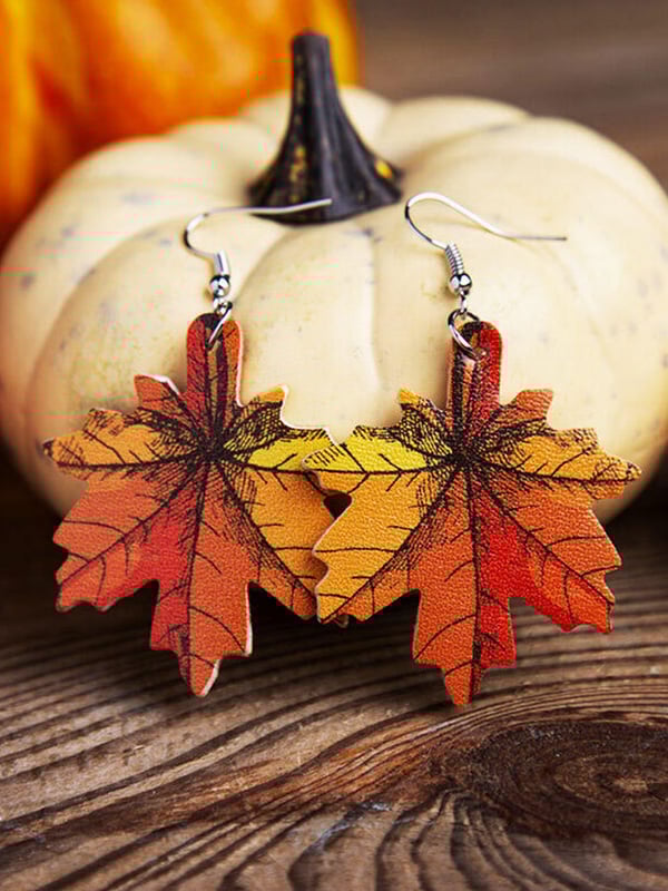 Autumn Maple Leather Earrings