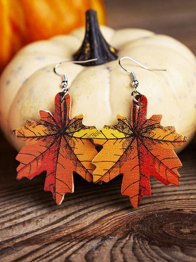 Autumn Maple Leather Earrings