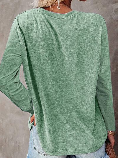Round Neck Pocket Split T-shirt