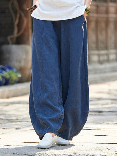 Bloomers décontractés en coton et lin 