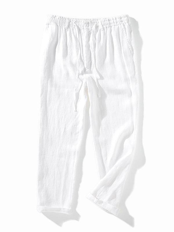 Men's 100% Linen Drawstring Pants