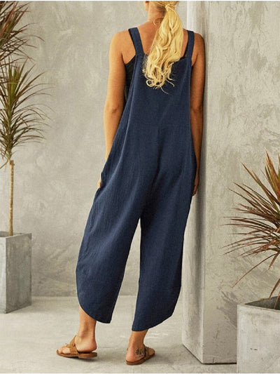 Women's Buttoned Overalls Casual Jumpsuit