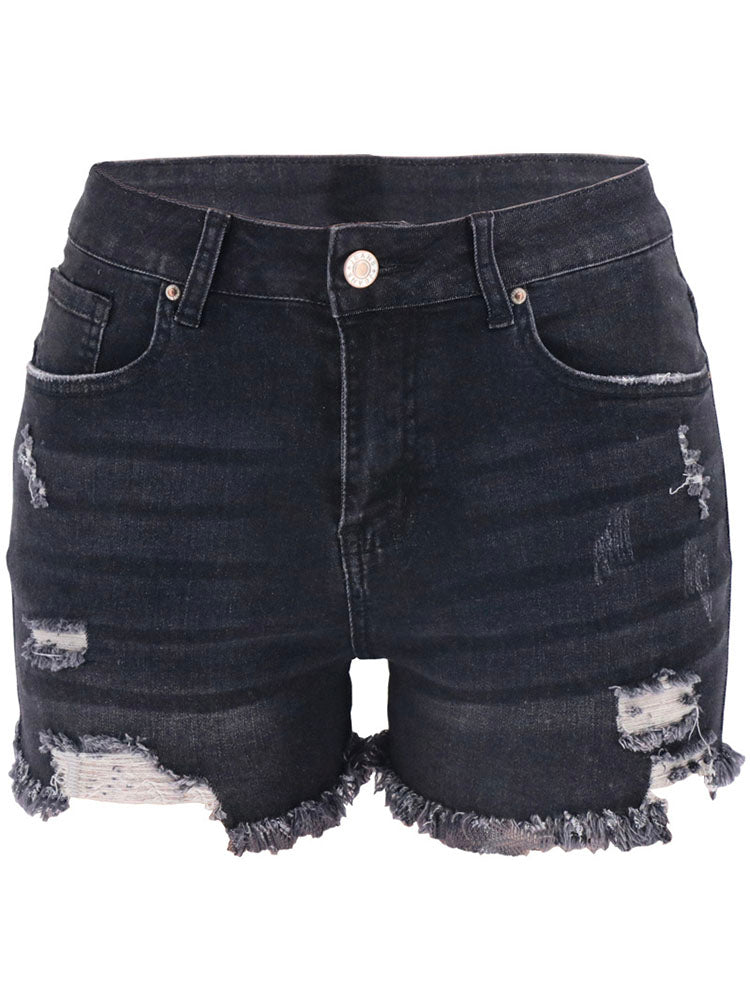 Fray Hem Distressed Jean Shorts