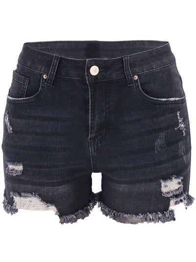 Shorts vaqueros desgastados con dobladillo deshilachado