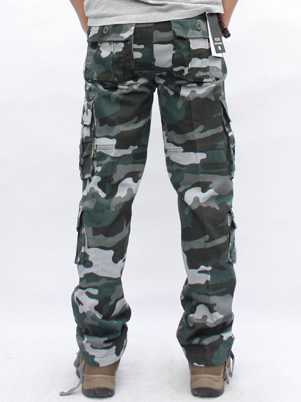 Pantalones militares de camuflaje para hombre Pantalones cargo de algodón de pierna recta