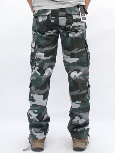 Pantalon militaire camouflage pour homme Pantalon cargo en coton à jambe droite