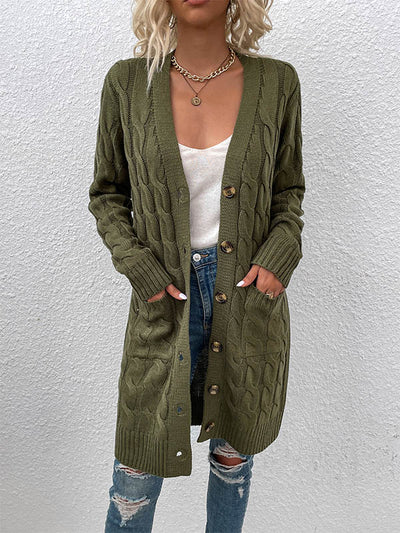 Cardigan en tricot à grandes poches et boutons sur le devant 