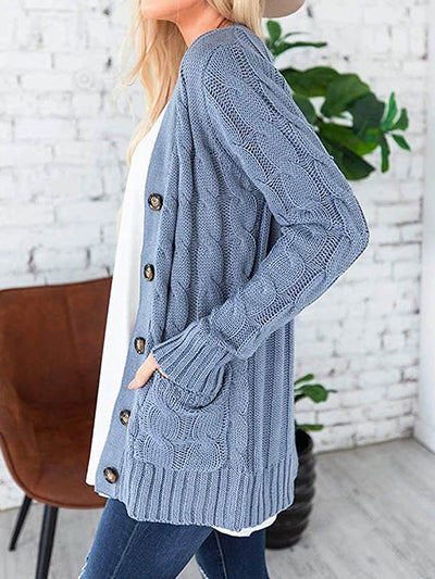Cardigan en tricot avec poches boutonnées sur le devant