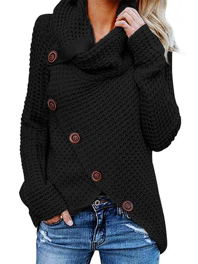 Turtleneck Button Pullover Sweater