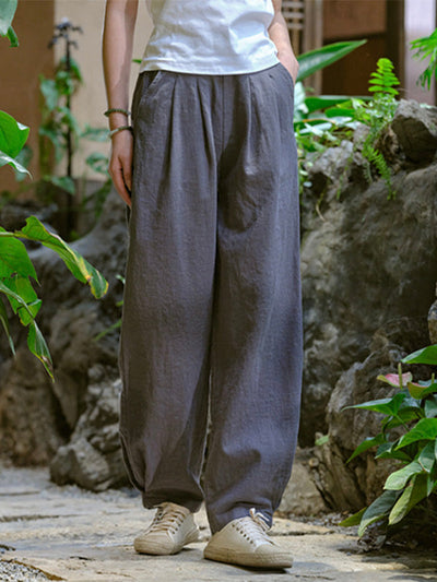 Pantalon ample décontracté en lin