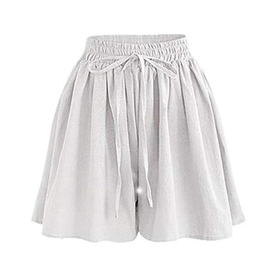 Drawstring Culottes With Side Pockets White