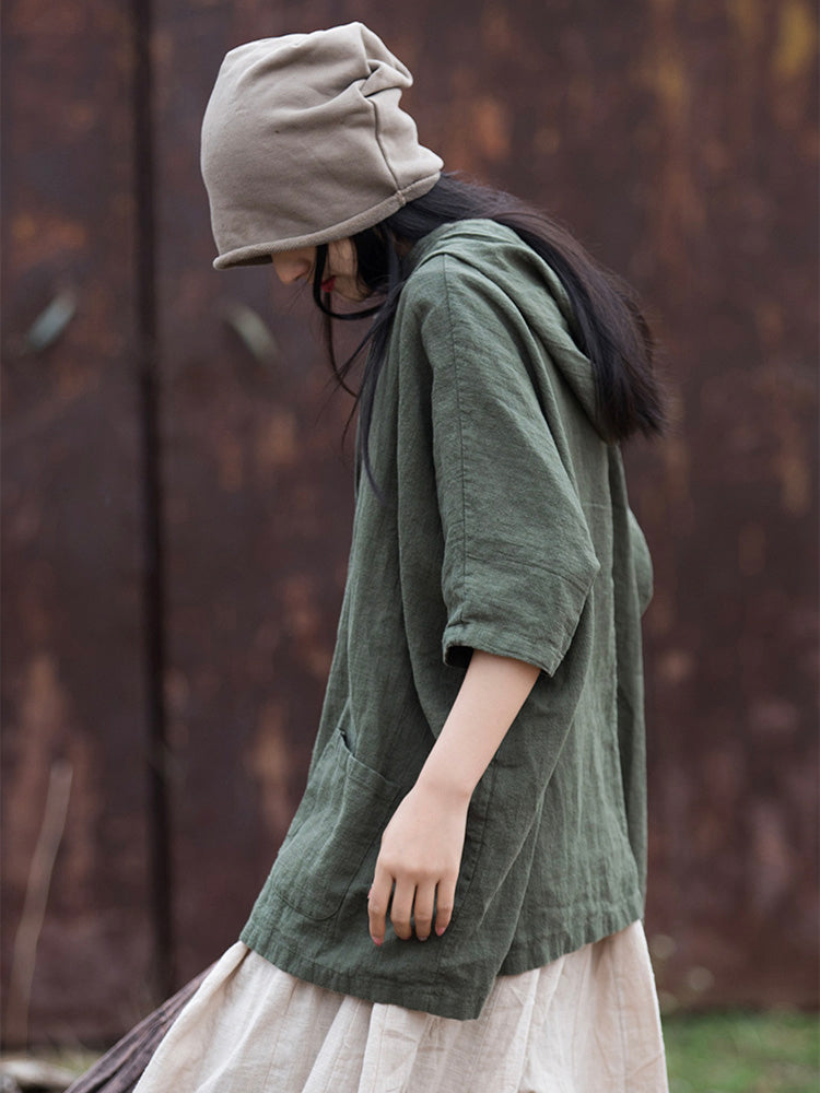 Oversized Cotton And Linen Hoodie