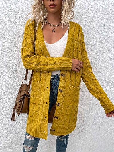 Cardigan en tricot à grandes poches et boutons sur le devant 
