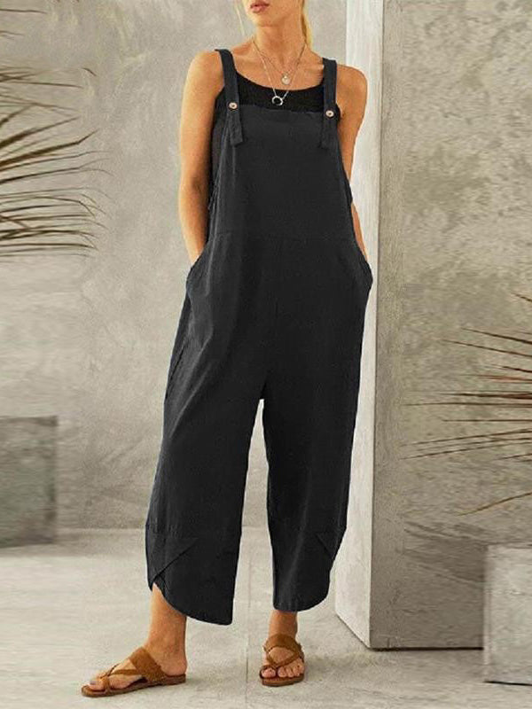 Women's Buttoned Overalls Casual Jumpsuit