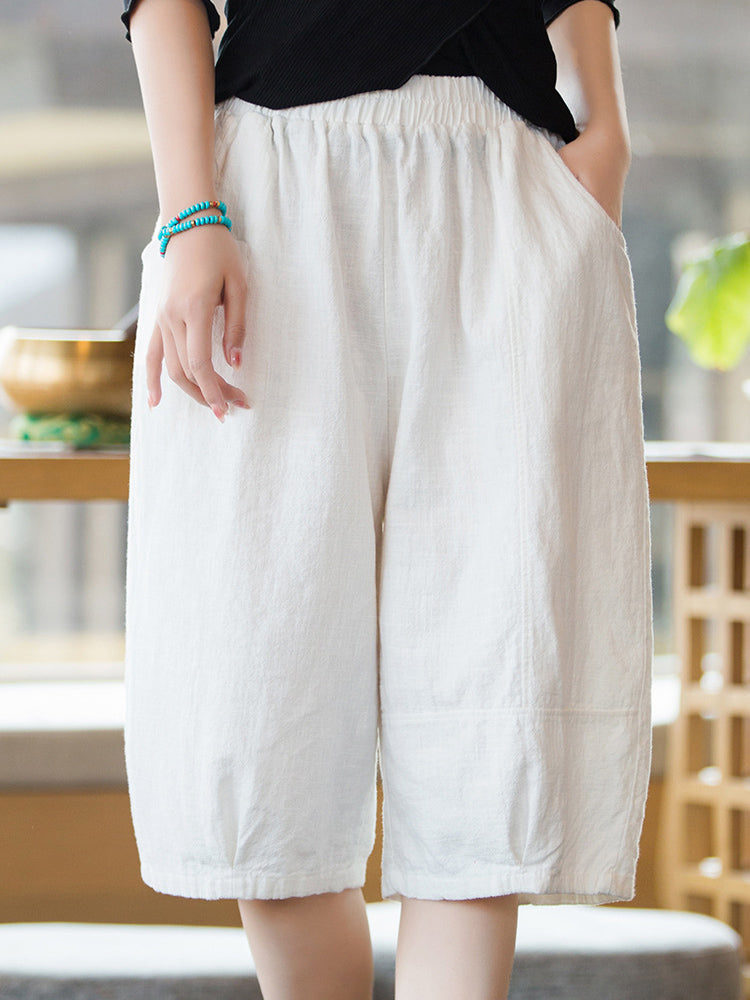 Loose Cotton Linen 1/2 Pants