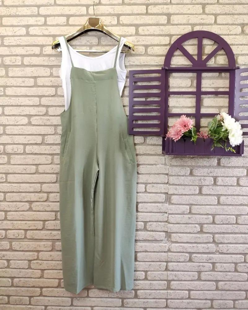 Pocket Decor Casual Suspender Jumpsuit