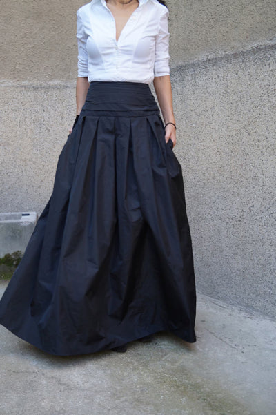 Classic Long Maxi Taffeta Skirt