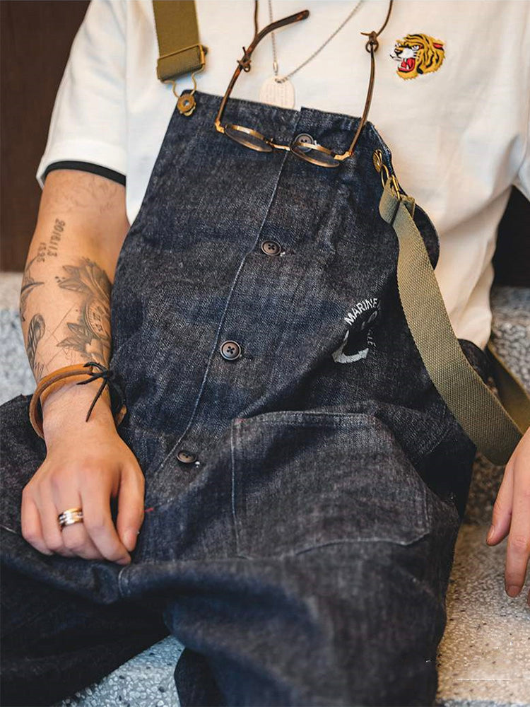 American Retro Style Navy Deck Overalls