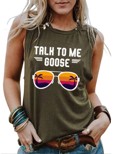 Camiseta sin mangas con eslogan TALK TO ME GOOSE