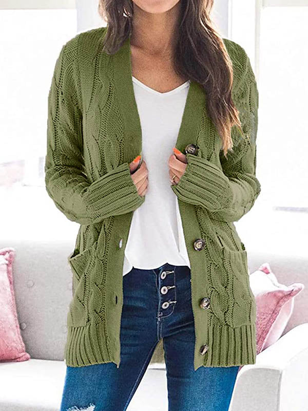 Cardigan en tricot avec poches boutonnées sur le devant