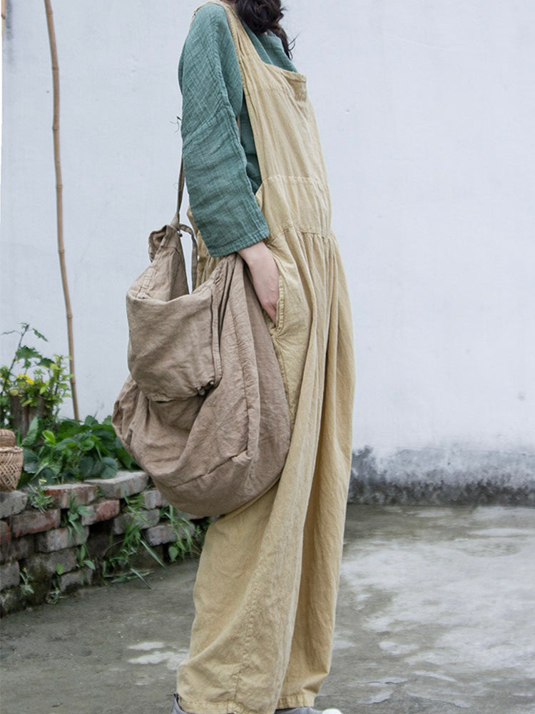 Cotton and Linen Shoulder Bag with Flap