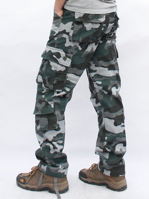 Pantalon militaire camouflage pour homme Pantalon cargo en coton à jambe droite