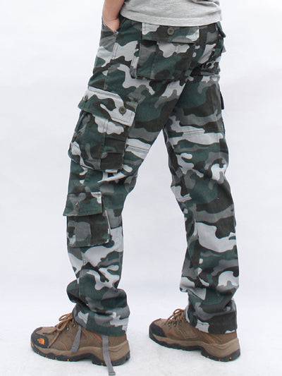 Pantalones militares de camuflaje para hombre Pantalones cargo de algodón de pierna recta